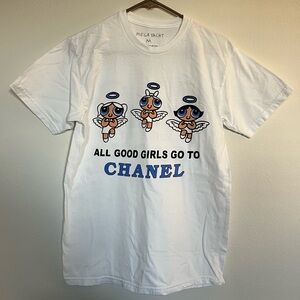 Mega Yacht All Good Girls Go To CHANEL Powerpuff Graphic Tee Shirt Top Medium
